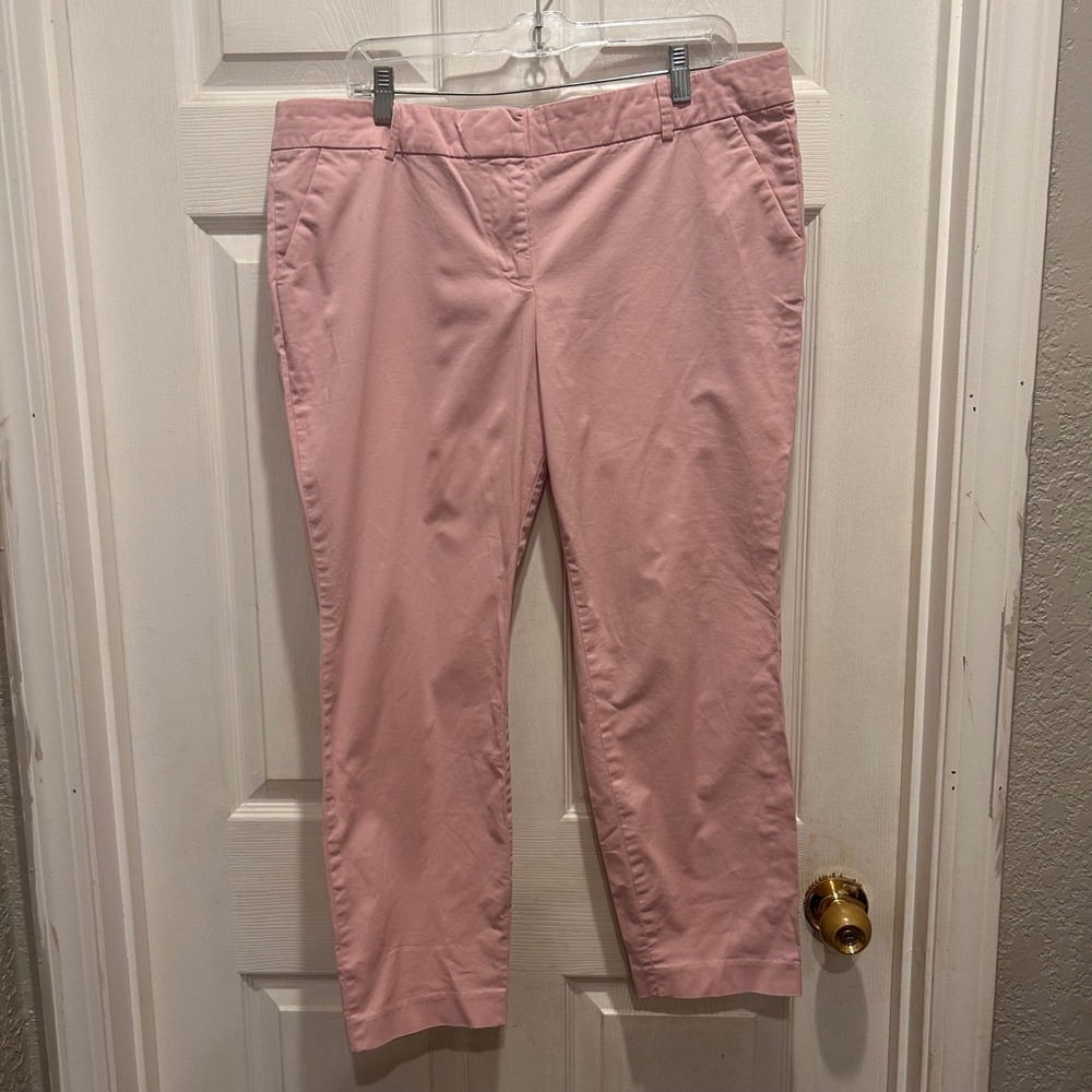 J Crew Cafe Capri‎ Pants Womens Size 14 Pink Cotton Blend Casual Chinos